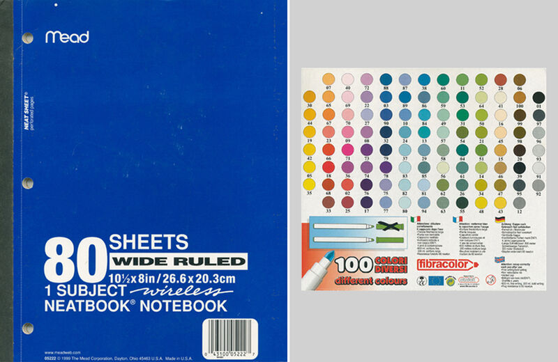 Farbfotografie „notebook, 80 sheets“ und "Farbpalette 100 colori diversi"